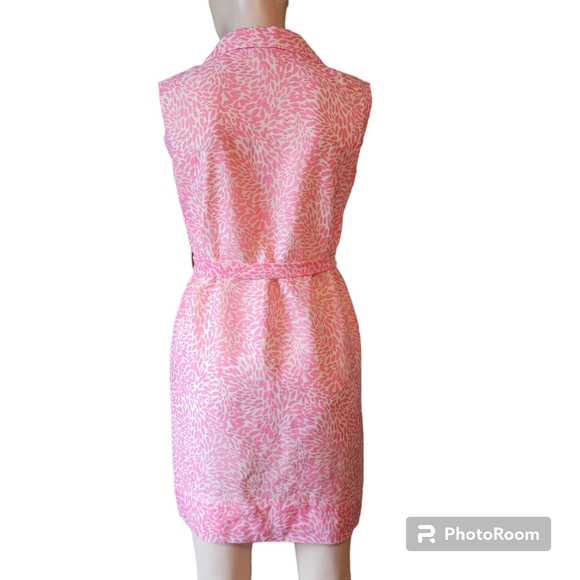 Vintage 1960s Sheer Nancy Dress pink and white floral print - Picture 3 of 7